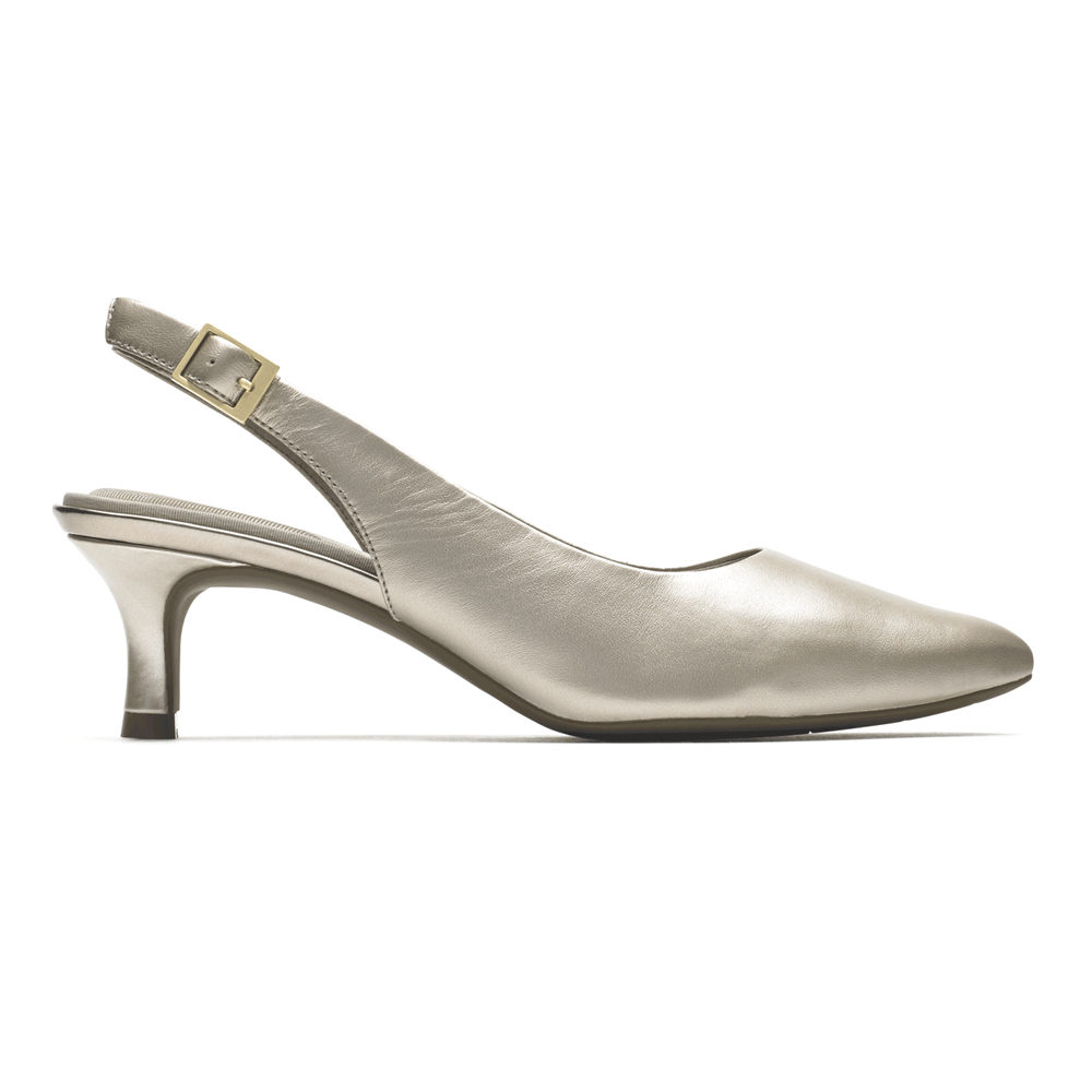 Rockport Pumps For Womens Silver - Total Motion Kaiya Slingback - NY7451063